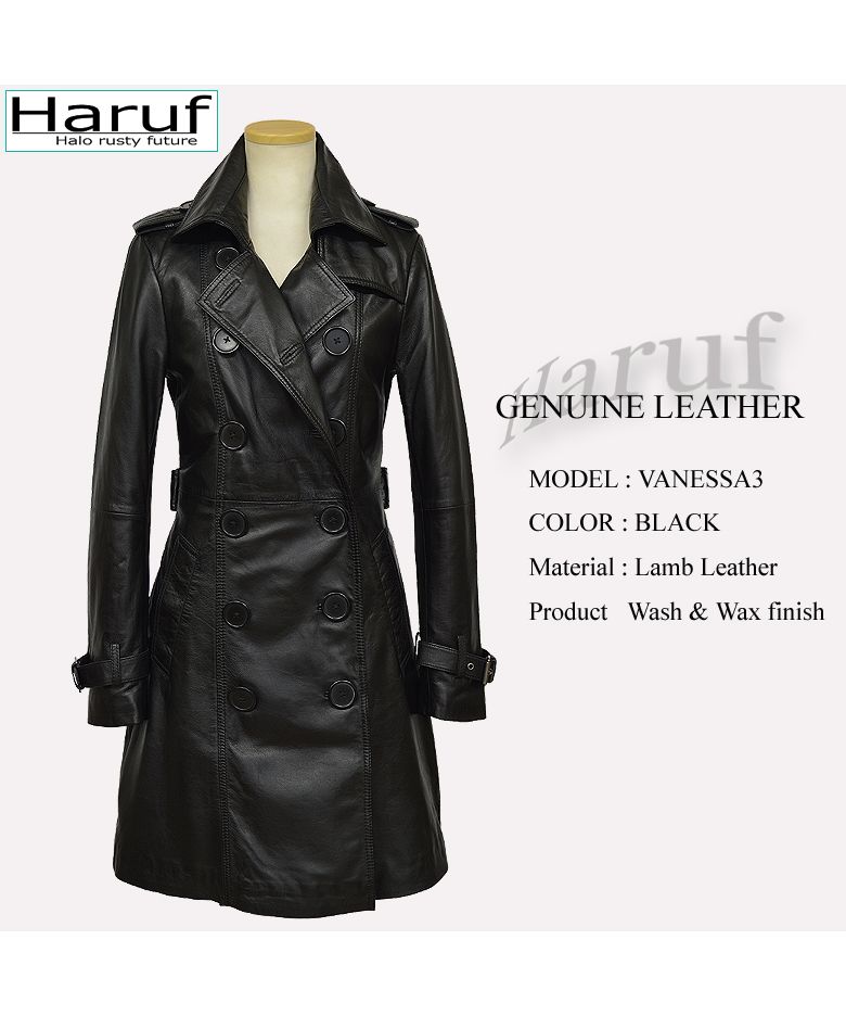 ハルフ Haruf レザーコート ロングコート レディース 本革