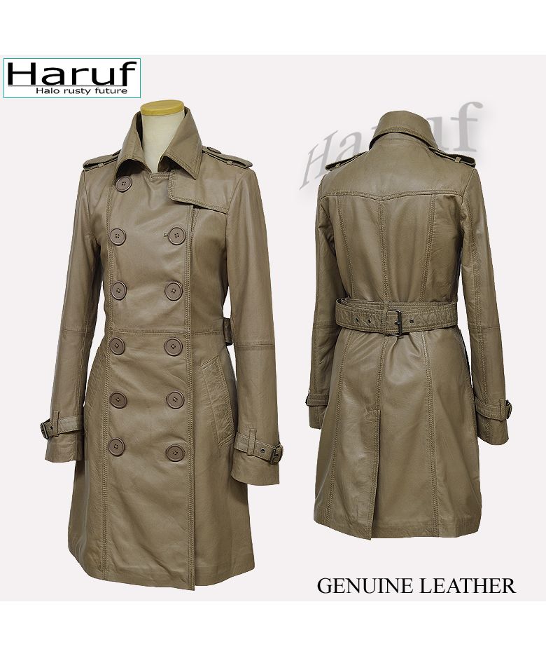 ハルフ Haruf トレンチコート レザーコート レディース 本革