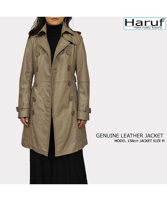 ハルフ Haruf トレンチコート レザーコート レディース 本革 ハルフ Haruf トレンチコート レザーコート レディース 本革