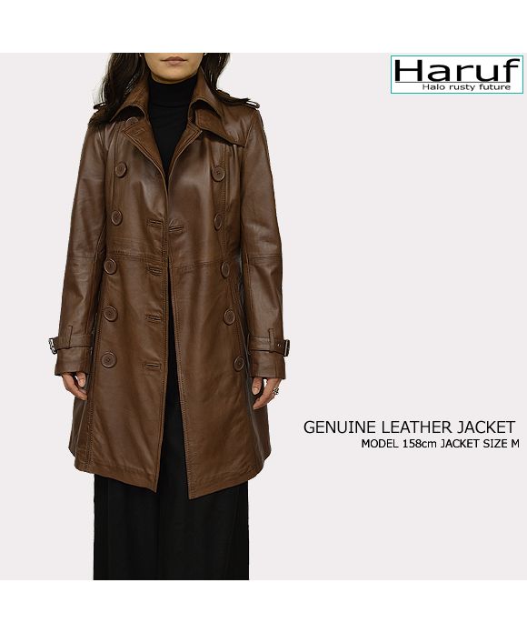 ハルフ Haruf トレンチコート レザーコート レディース 本革 ハルフ Haruf トレンチコート レザーコート レディース 本革