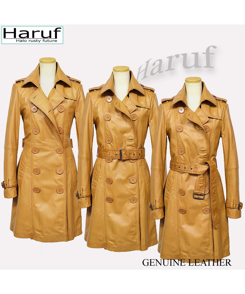ハルフ Haruf トレンチコート レザーコート レディース 本革 ハルフ Haruf トレンチコート レザーコート レディース 本革