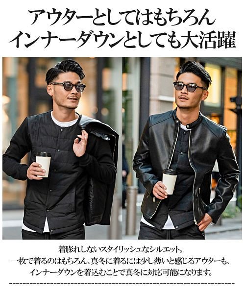 Vicci 長袖ダウンブルゾン インナーダウン メンズ ダウンジャケット ブルゾン ノーカラー スタンドカラー パーカー クルーネック 軽量 軽い 秋 冬 ビッチ Vicci D Fashion