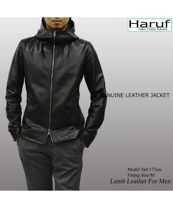 ハルフ Haruf 本革 フード付きレザージャケット ライダース ハルフ Haruf 本革 フード付きレザージャケット ライダース