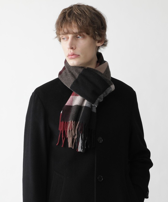 カシミヤビッグスケールクレストブリッジチェックマフラー(504416538 カシミヤビッグスケールクレストブリッジチェックマフラー(504416538