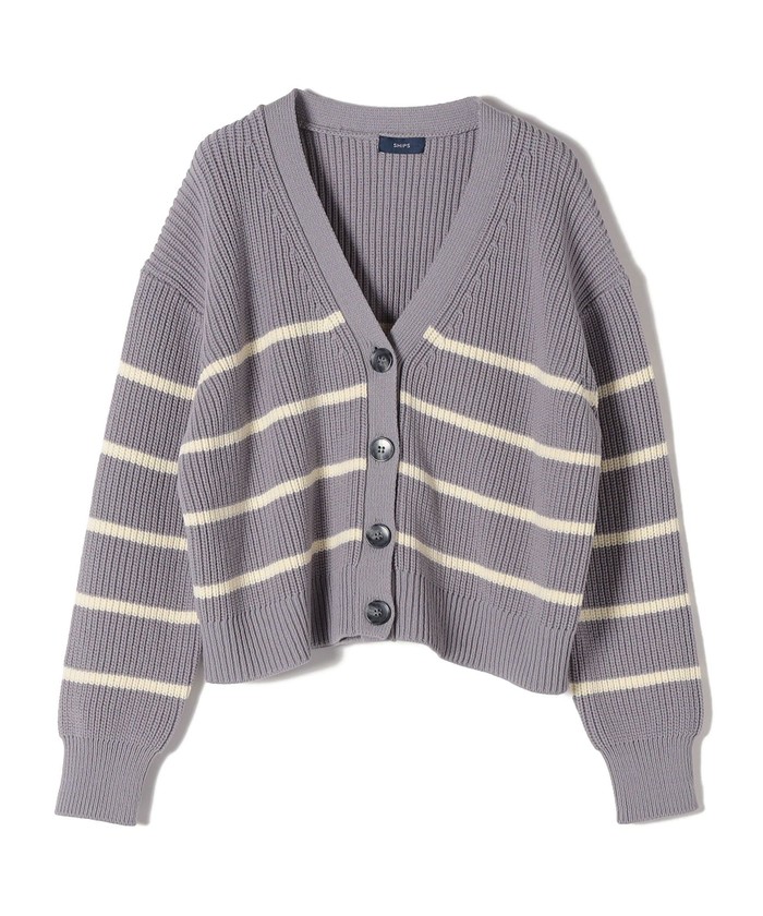 セール】*〈手洗い可能〉コットンボーダーカーディガン