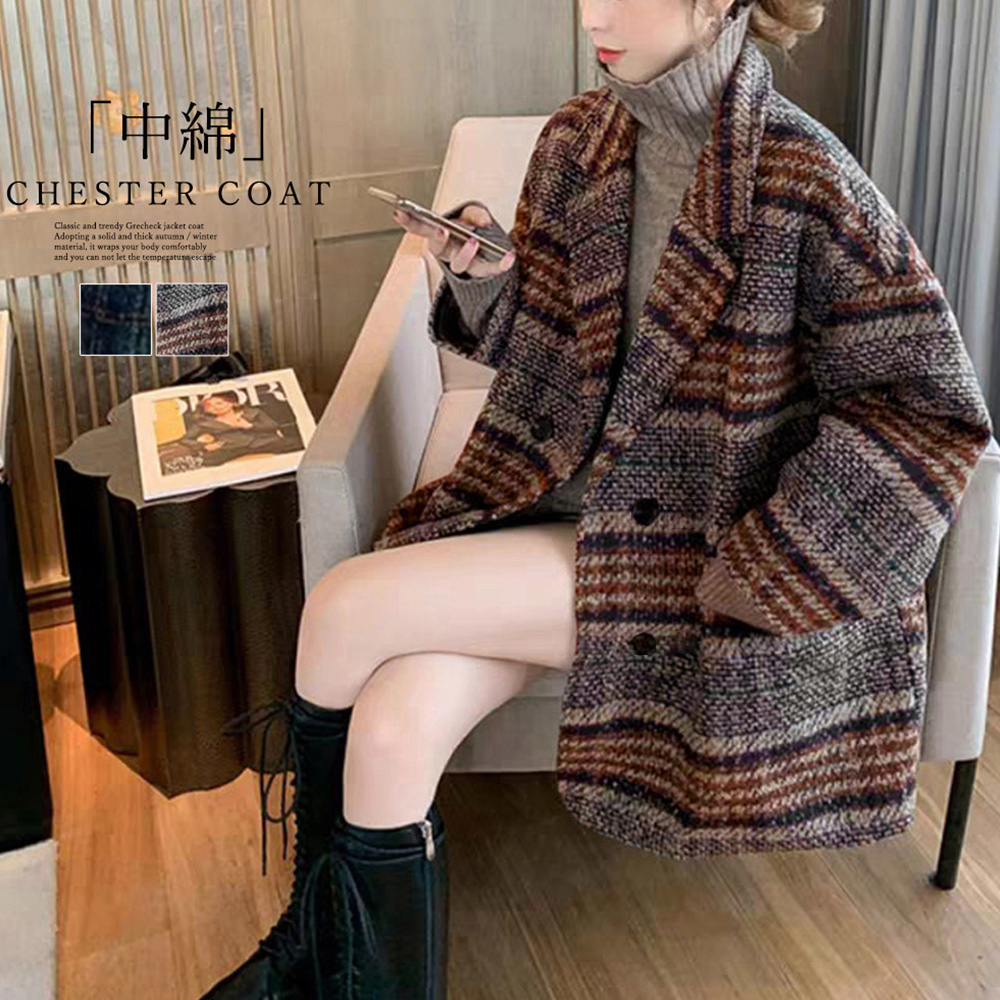 クーポン】【セール35%OFF】チェック柄 チェスターコート クーポン】【セール35%OFF】チェック柄 チェスターコート