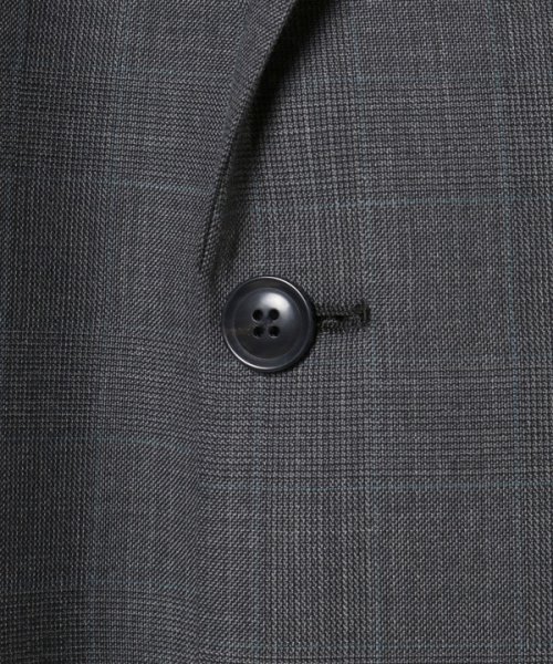 ＜伊REDA（レダ）＞グレンチェック柄アクティブスーツ／別売りベストあり／2ピースビジネスセットアップスーツ