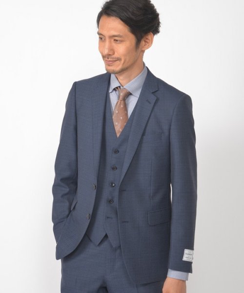 ＜伊REDA（レダ）＞グレンチェック柄アクティブスーツ／別売りベストあり／2ピースビジネスセットアップスーツ