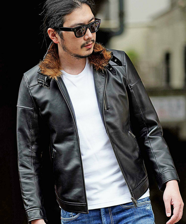 セール 50%OFF】ファー付きレザーシングルライダース(504420488 セール 50%OFF】ファー付きレザーシングルライダース(504420488