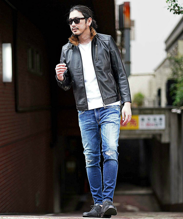 セール 50%OFF】ファー付きレザーシングルライダース(504420488 セール 50%OFF】ファー付きレザーシングルライダース(504420488