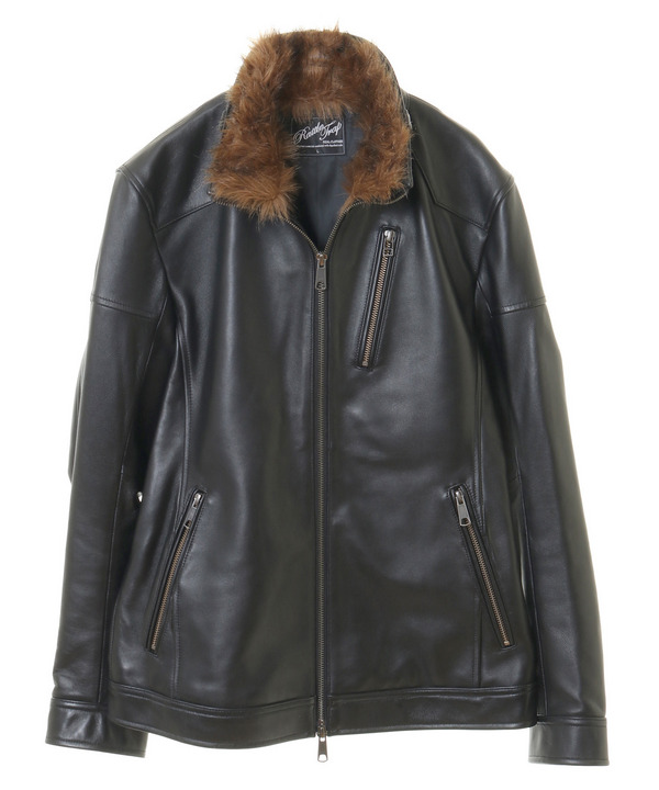 セール 50%OFF】ファー付きレザーシングルライダース(504420488 セール 50%OFF】ファー付きレザーシングルライダース(504420488