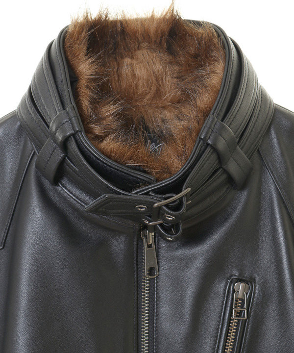 セール 50%OFF】ファー付きレザーシングルライダース(504420488 セール 50%OFF】ファー付きレザーシングルライダース(504420488