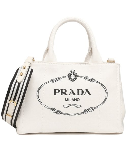 セール プラダ ハンドバッグ ショルダーバッグ カナパ ホワイト ブラック ホワイト ブラック レディース Prada Zki F0964 プラダ Prada D Fashion