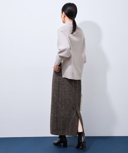 【アウトレット店舗・WEB限定】起毛ヘリンボーンIラインボタンスカート