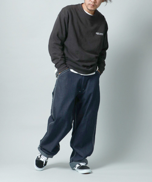 【関税込み】LESET ブラック Barb Painter ラウンジパンツ LAD MUSICIAN - 12oz Denim Double Knee Painter Pants | fakejam