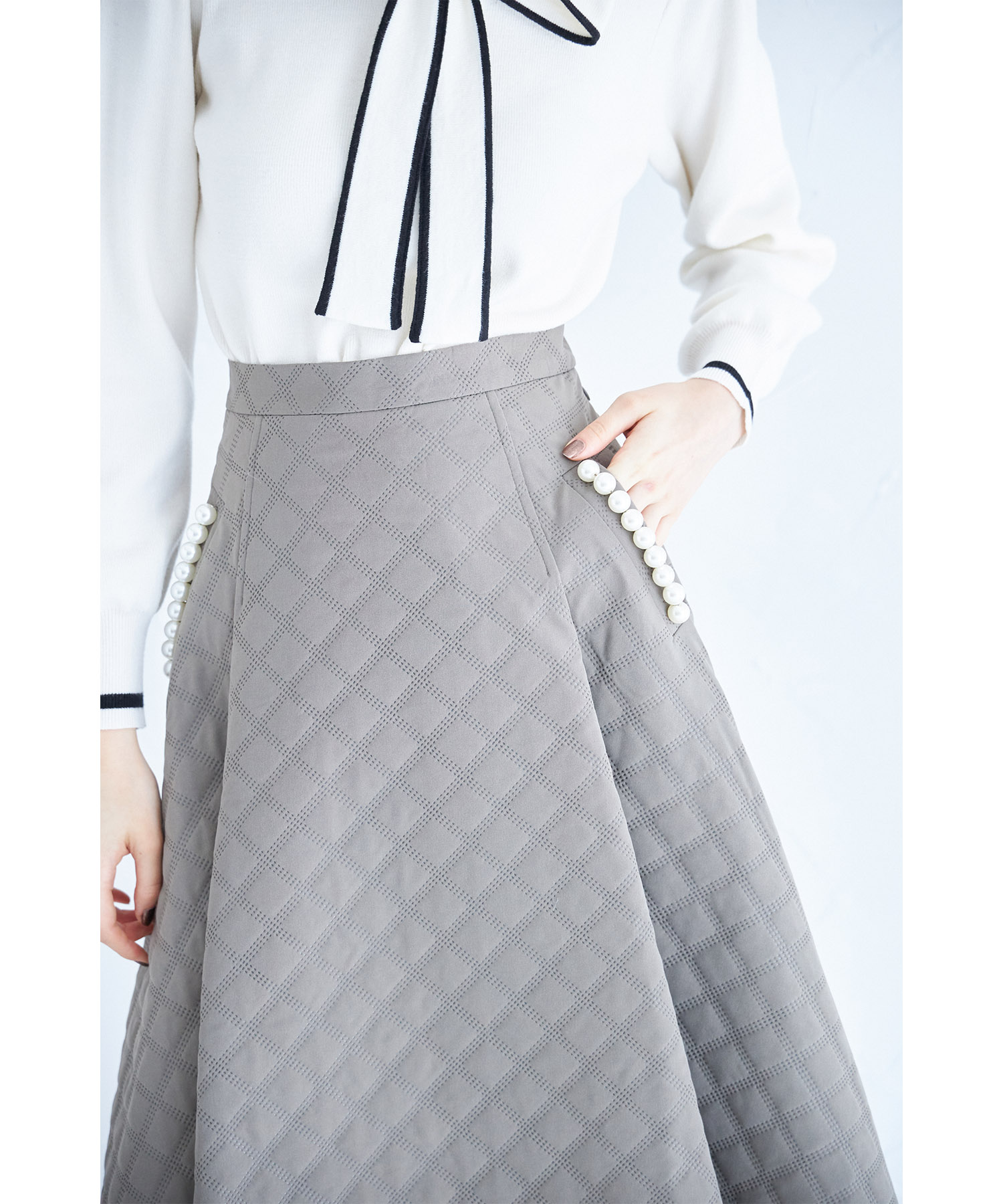 トッコクローゼット tocco closet ポケットパール付きエンボス