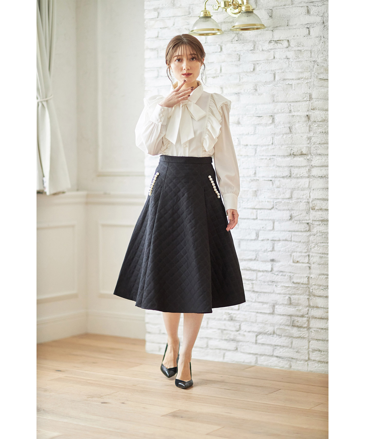 トッコクローゼット tocco closet ポケットパール付きエンボス