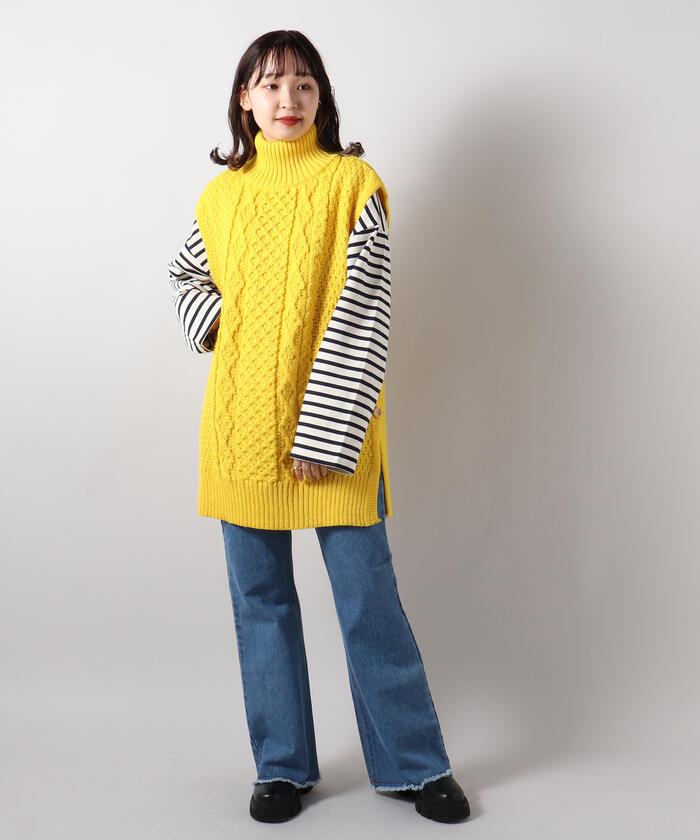 セール 40%OFF】【Kerry Woollen Mills / ケリーウーレンミルズ】ARAN CABLE SIDE SLIT POLO NECK  VEST(504410868) | フレディアンドグロスター(FREDY&GLOSTER) - d fashion