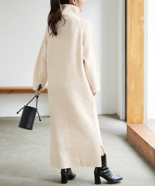 Zip付ビッグカラーニットワンピース ティティベイト Titivate D Fashion