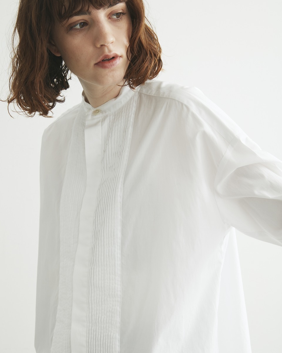 BIG TUCK UP NO COLLAR PIN TUCK SHIRT(504438395) | トラディショナル