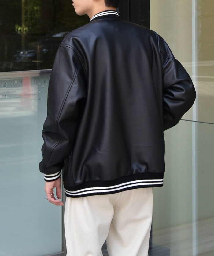 定価26950円 SKOOKUM: シンセティックレザー バーシティースタジャン