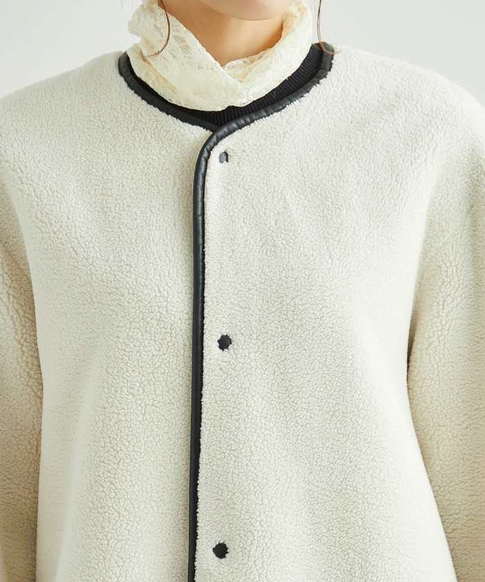 セール 50%OFF】フェイクレザーパイピングボアコート(504445955