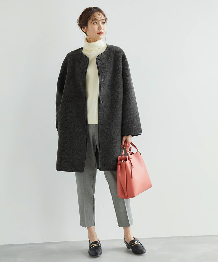 セール 50%OFF】フェイクレザーパイピングボアコート(504445955