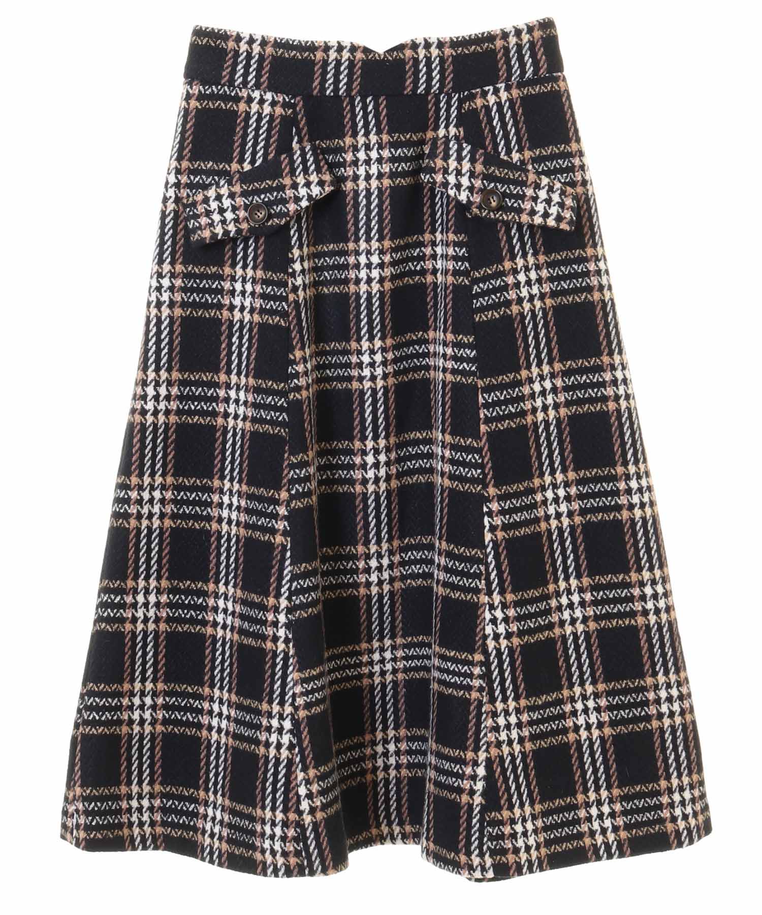 セール 70%OFF】フラップ付きセミフレアチェックスカート(504446147
