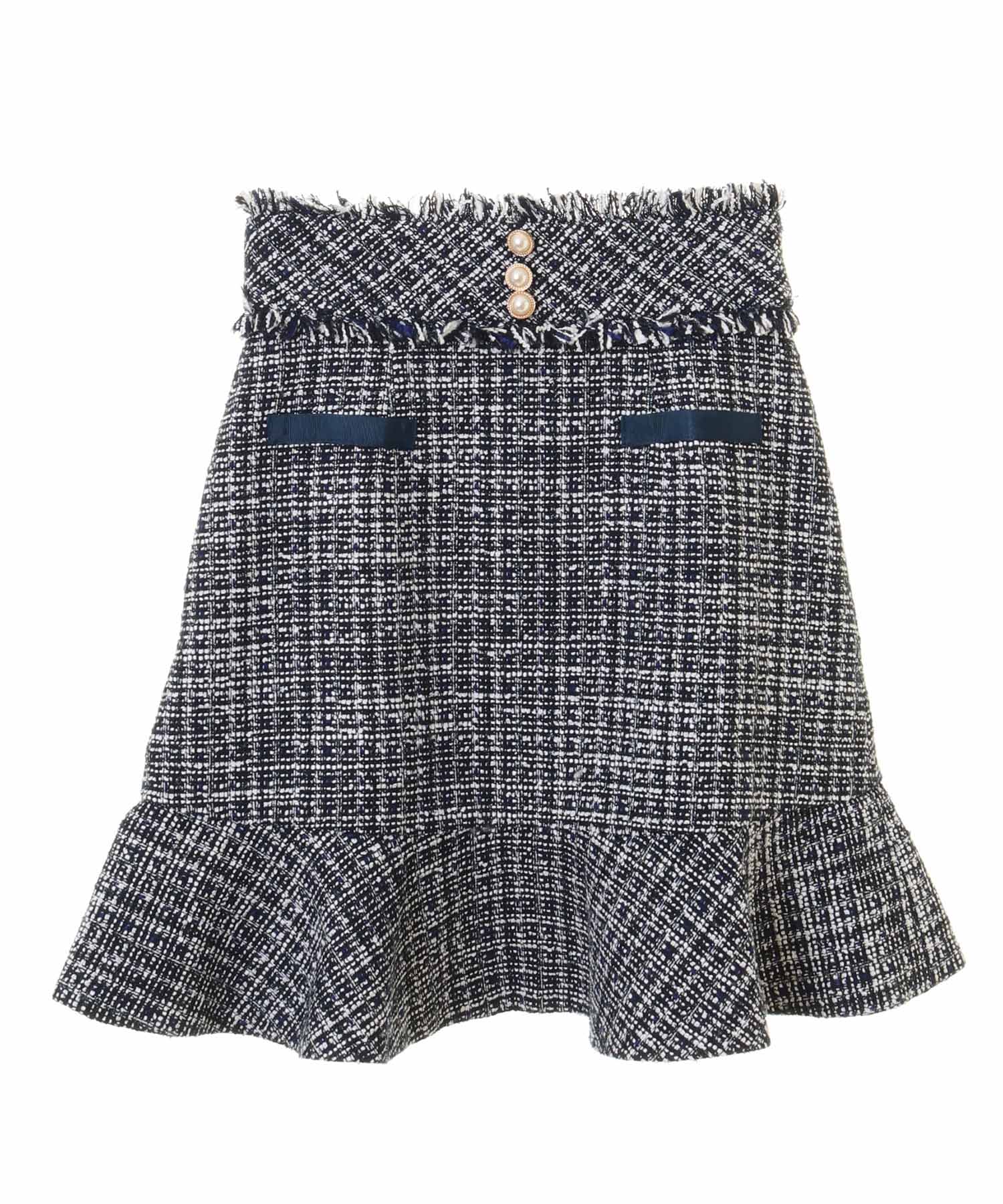 セール 30%OFF】裾フリルツイードミニスカート(504446149 セール 30%OFF】裾フリルツイードミニスカート(504446149
