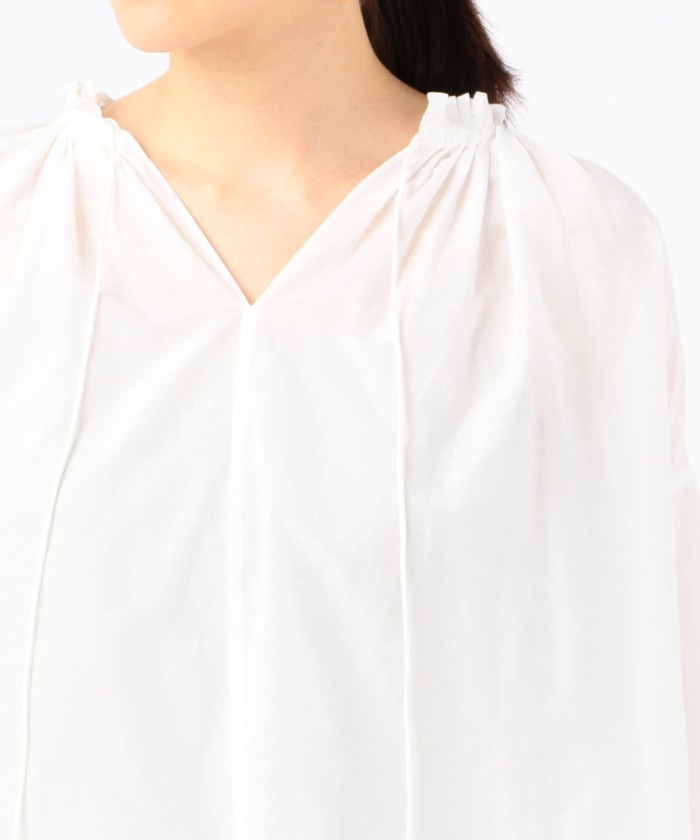セール 40%OFF】シルクコットン ネックギャザーブラウス