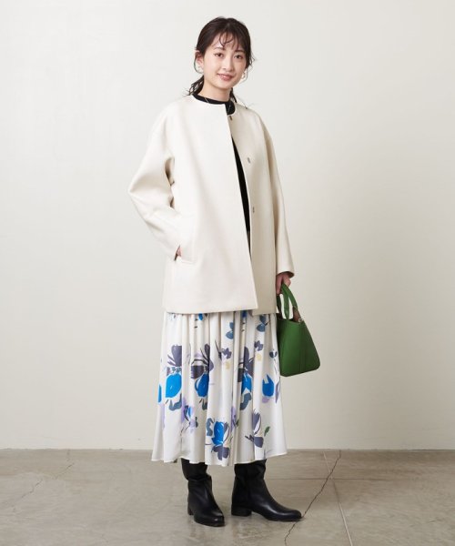 ＜UNITED ARROWS＞ツイル ノーカラー ミドルコート B†