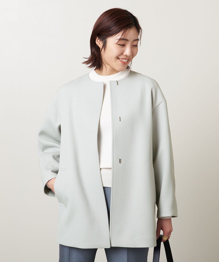 【美品】UNITED ARROWS ツイル ノーカラー　 ミドルコート UNITED ARROWS（ユナイテッドアローズ）の「＜UNITED ARROWS