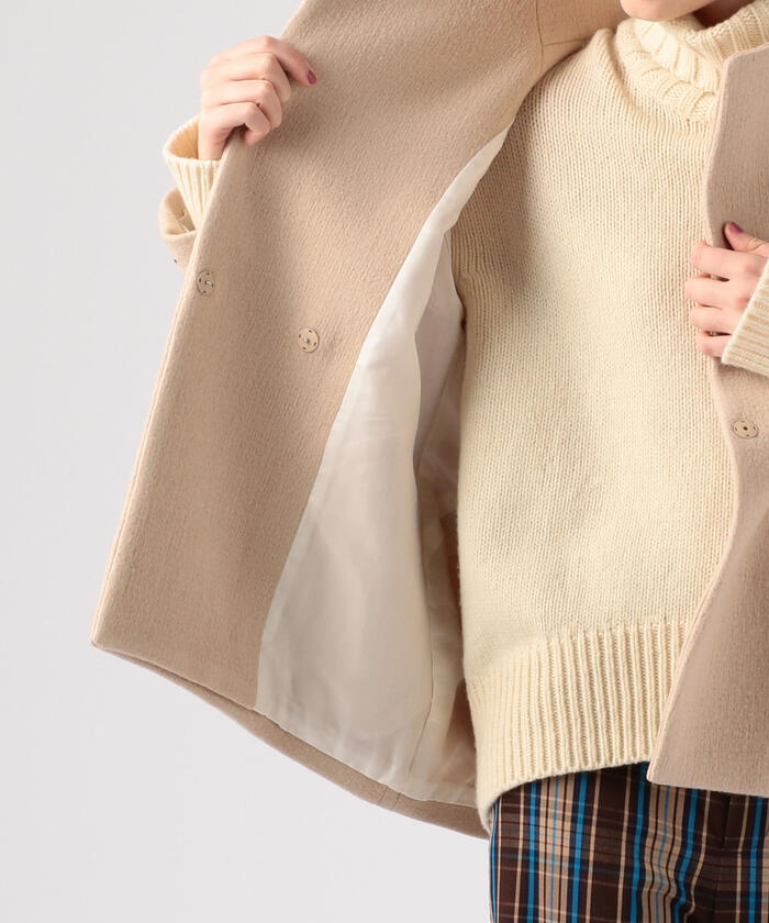 セール 30%OFF】リップルメルトン スタンドカラーショートコート セール 30%OFF】リップルメルトン スタンドカラーショートコート