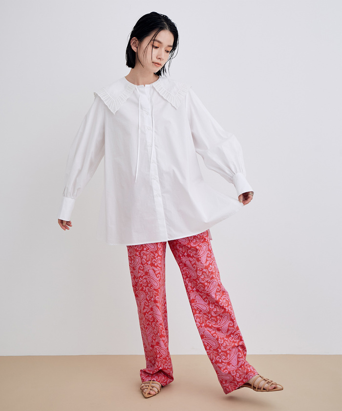 6（ロク）の「＜6(ROKU)＞EMBROIDERY COLLAR BLOUSE/ブラウス