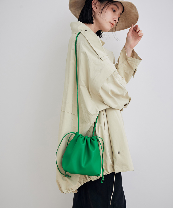 楽天 アダムエロペ メタル巾着ミニバッグ 完売色グリーン バッグ
