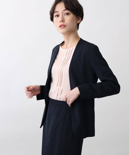 【洗える】ナチュラル ノーカラージャケット