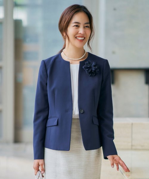 DELEGANT ダブルクロスキーネックジャケット【WEB限定サイズ】