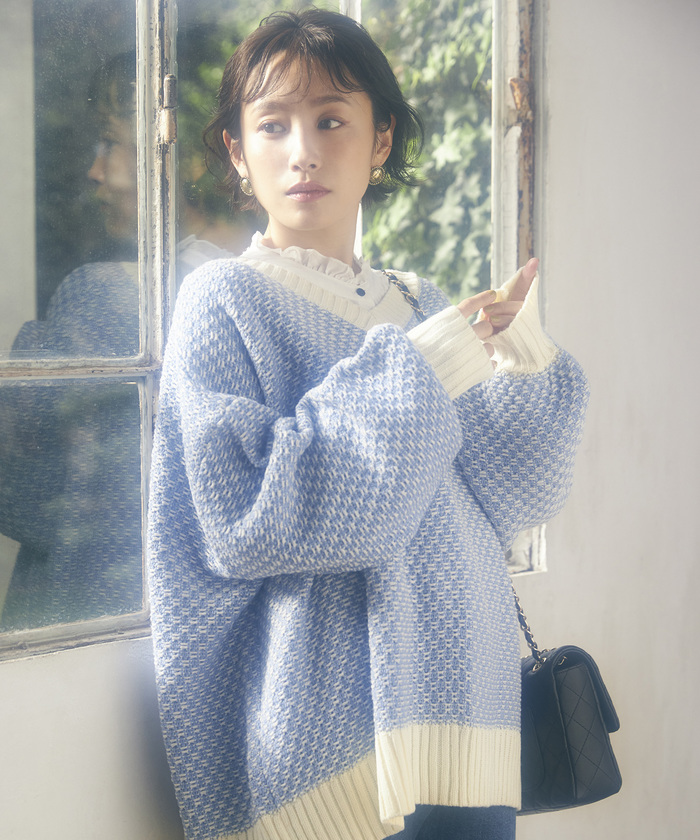 セール】【WEB限定】【高橋愛コラボ】リンクス柄前後2WAYニット セール】【WEB限定】【高橋愛コラボ】リンクス柄前後2WAYニット