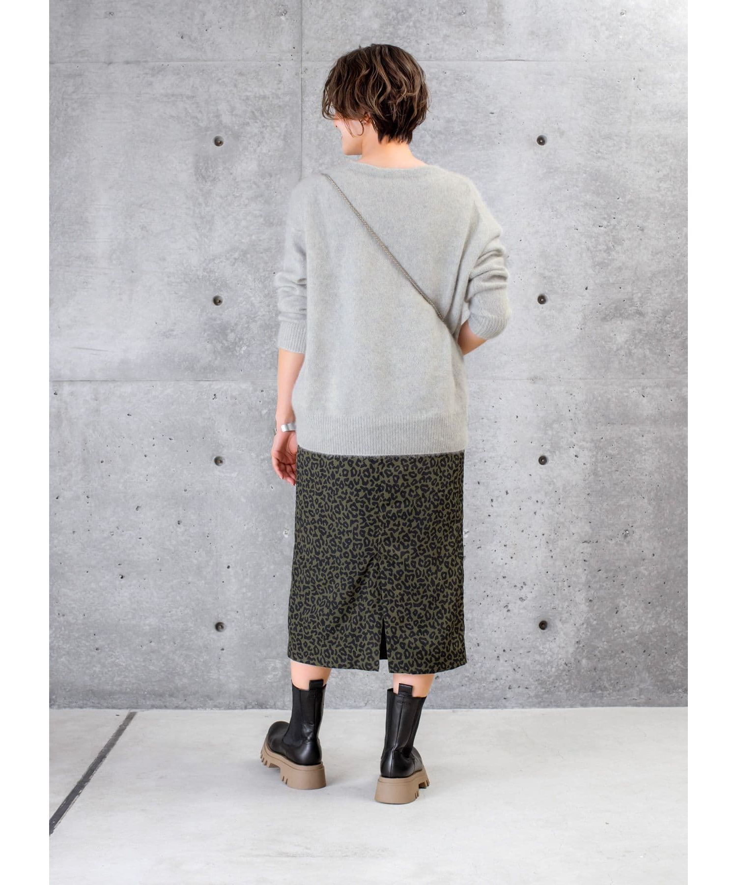 レオパード柄シャルムーズ ペンシルスカート スタイルデリ STYLE DELI レオパード柄ジョーゼットペンシル