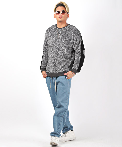 ミユ④　ＬＬデニムシェフパンツ　ゆったりラクチンウエスト総ゴム ラグスタイル LUXSTYLE ワイドデニムパンツ/デニムパンツ メンズ