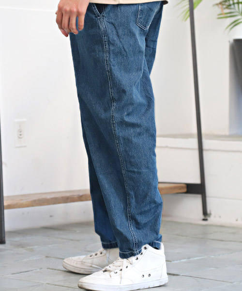 デニムワイドテーパードパンツ/デニムパンツ メンズ ワイドパンツ ...
