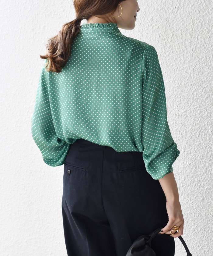 セール 50%OFF】〈手洗い可能〉ドット／ソリッドフリル