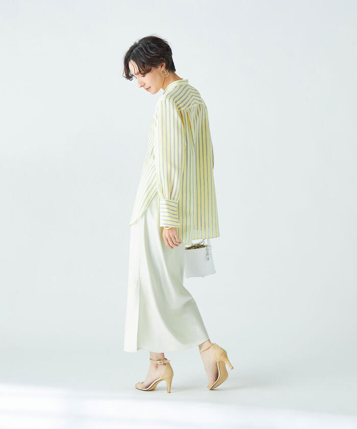 美品★2024SS NOLLEY'S ノーリーズ ストライプ ブロードシャツ シアーストライプロングシャツ(504453980) | ノーリーズソフィー