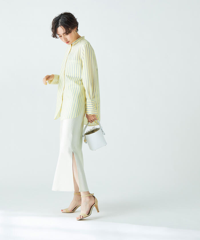 「NOLLEY'S Sophi」 長袖ブラウス 38 イエロー レディース シアーストライプロングシャツ(504453980) | ノーリーズソフィー