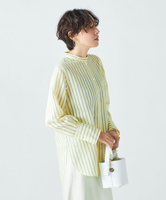 美品★2024SS NOLLEY'S ノーリーズ ストライプ ブロードシャツ シアーストライプロングシャツ(504453980) | ノーリーズソフィー