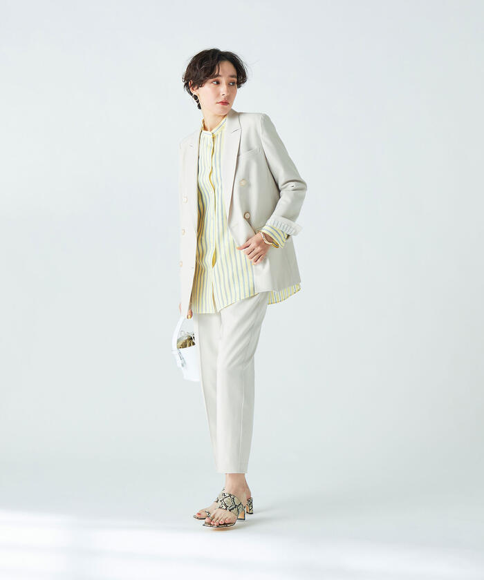 NOLLEY'S sophi ノーカラージャケット ホワイト NOLLEY'S Sophi（ノーリーズソフィ）の「ニットジョーゼット