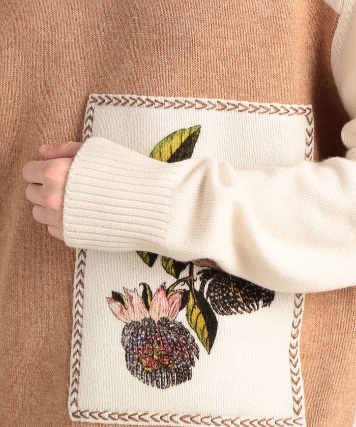 CABaN ウールカシミヤ アートフレーム クルーネックプルオーバー