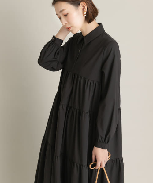 □美品◆ロッソ◆F by ROSSO イージーケアティアードボリュームワンピース 新品】F by ROSSO イージーケアティアードボリュームワンピース