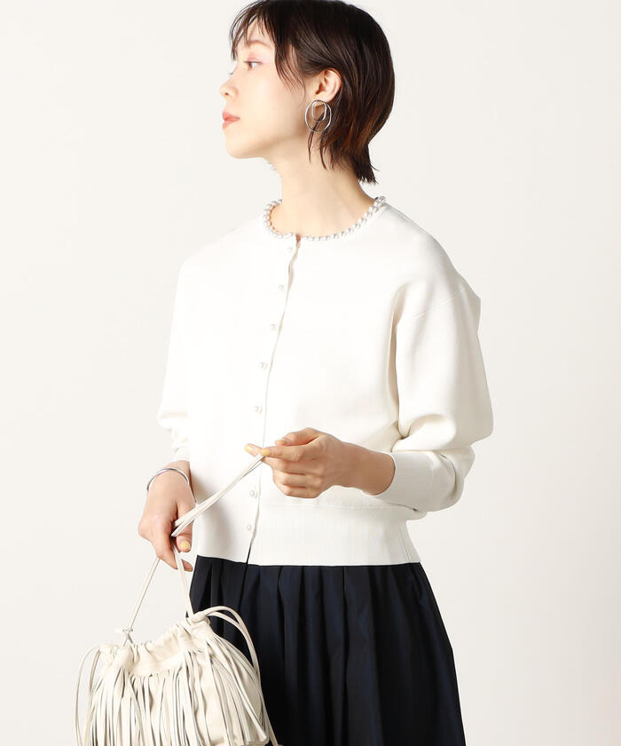 セール 45%OFF】パール付ミラノリブカーディガン(504454009