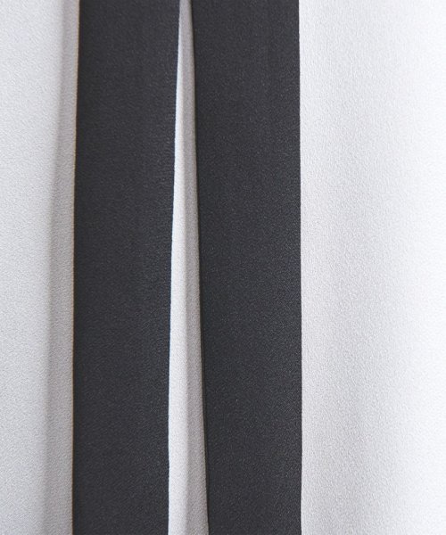 ＜UNITED ARROWS＞サテン バイカラー ボウタイ ブラウス B†